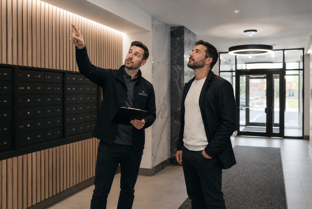 Une visite du immeuble de logement locatif